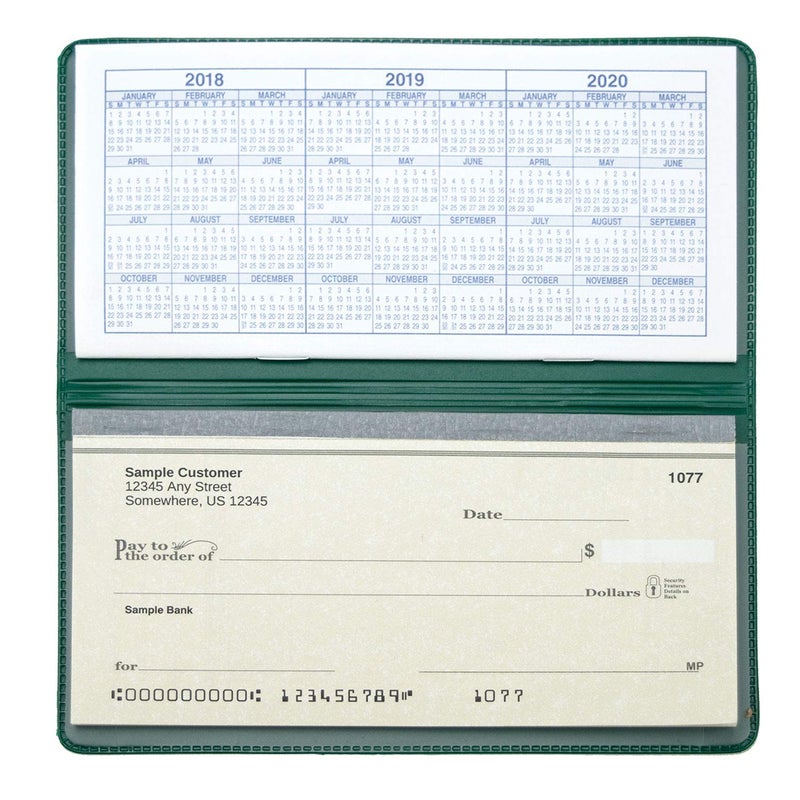 CAROUSELCHECKS Forest Green Vinyl Checkbook Cover, Top Tear Personal Vinyl Checkbook Cover - Image 2